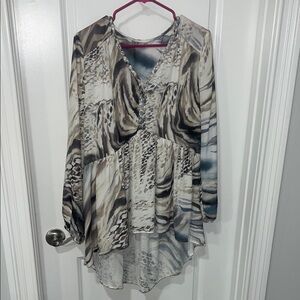 Chic Animal Print Sheer Blouse